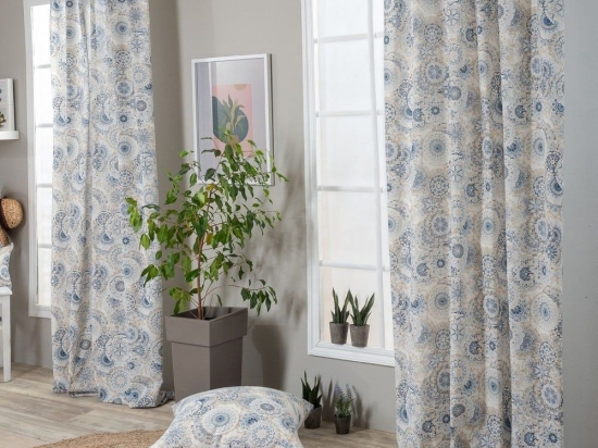 Κουρτίνα Serrano Grey-Blue Teoran 140X260 Βαμβάκι-Πολυέστερ
