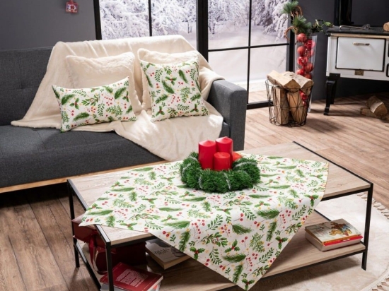 Τραπεζοκαρέ Χριστουγεννιάτικο Mainz Green-Red Teoran 135X135cm