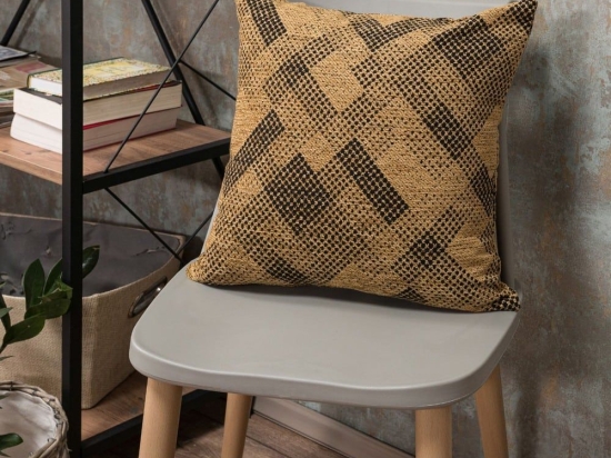 Μαξιλαροθήκη Διακοσμητική Bronx 08 Ocher Teoran 43X43 Acrylic,Cotton,Polyester