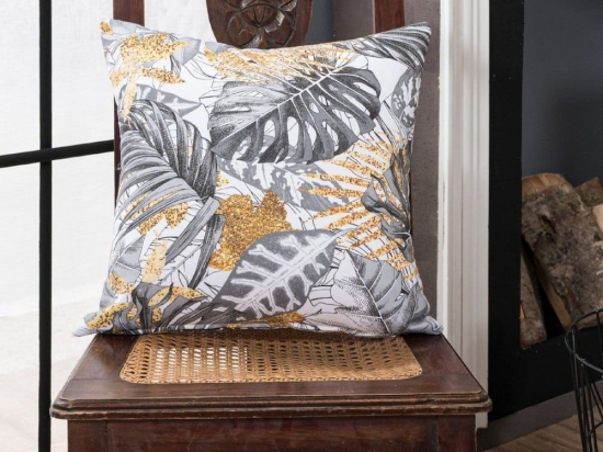 Μαξιλαροθήκη Διακοσμητική Frontera Grey-Gold Teoran 45X45 Βαμβάκι-Πολυέστερ