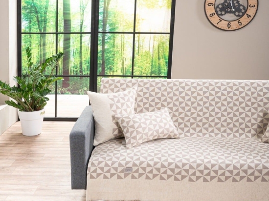 Ριχτάρι Columbia 01 Ecru Teoran Πολυθρόνα 180x150cm Ακρυλικό,Βαμβάκι, Polyester