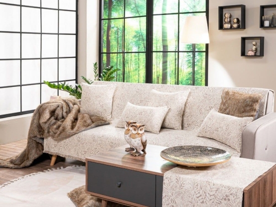 Ριχτάρι Montana 01 Ecru Teoran Πολυθρόνα 180x150cm Ακρυλικό,Βαμβάκι, Polyester