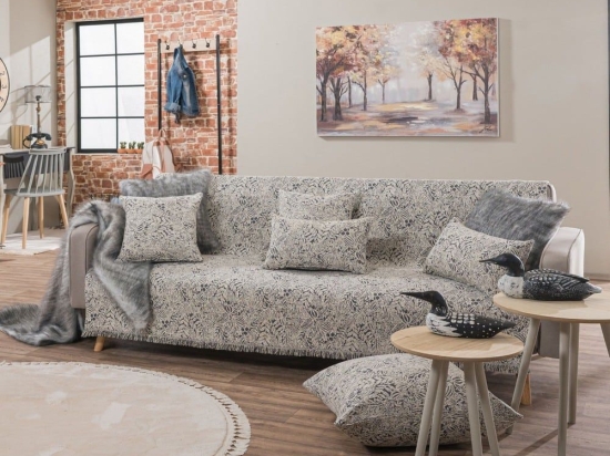 Ριχτάρι Montana 07 Dark Grey Teoran Πολυθρόνα 180x150cm Ακρυλικό,Βαμβάκι, Polyester