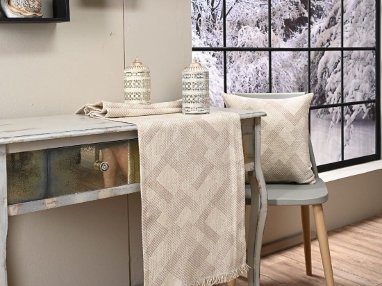 Τραβέρσα Bronx 01 Ecru Teoran 45X180 Ακρυλικό,Βαμβάκι, Polyester
