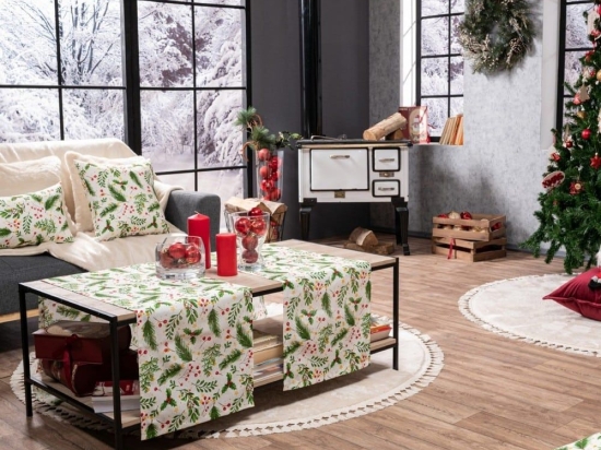 Τραβέρσα Χριστουγεννιάτικη Mainz Green-Red Teoran 40Χ160