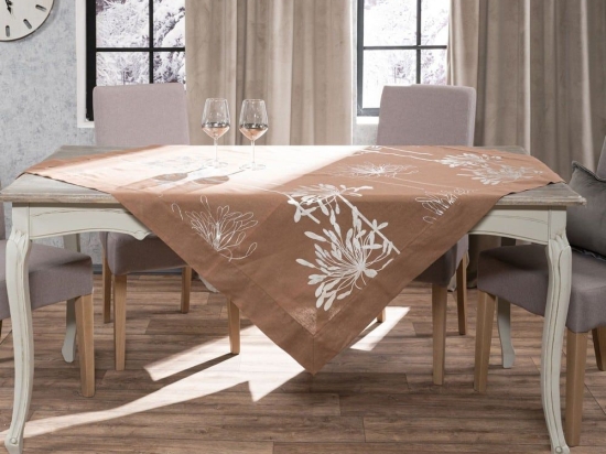 Τραπεζοκαρέ J6949 03 Brown Teoran 135X135cm Πολυέστερ