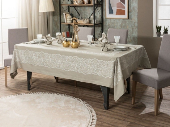Τραπεζομάντηλο Clermont 06 Khaki Teoran 155x230 160x230cm Βαμβάκι-Πολυέστερ