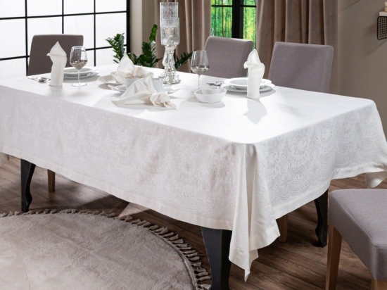 Τραπεζομάντηλο Etienne 00 White Teoran 155x320 Βαμβάκι-Πολυέστερ