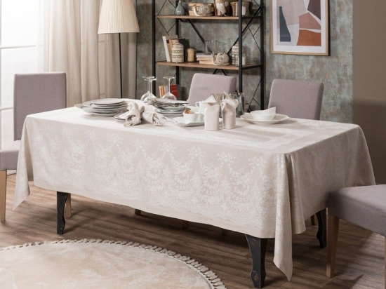 Τραπεζομάντηλο Etienne 01 Ecru Teoran 155x230 160x230cm Βαμβάκι-Πολυέστερ