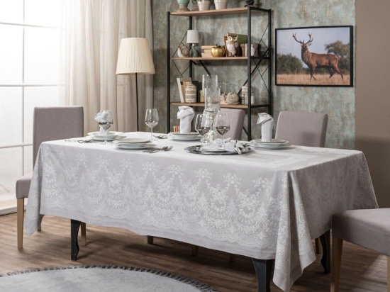 Τραπεζομάντηλο Etienne 03 Grey Teoran 155x230 160x230cm Βαμβάκι-Πολυέστερ