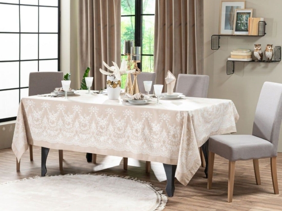 Τραπεζομάντηλο Etienne 04 Beige Teoran 155x230 160x230cm Βαμβάκι-Πολυέστερ