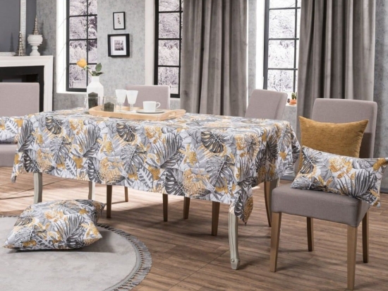 Τραπεζομάντηλο Frontera Grey-Gold Teoran 135X180cm Βαμβάκι-Πολυέστερ