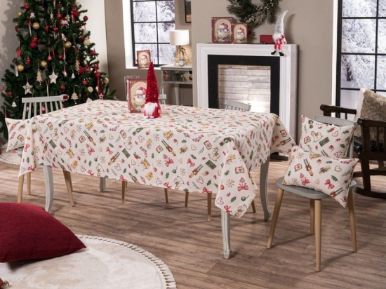 Τραπεζομάντηλο Χριστουγεννιάτικο Kasel Multi Teoran 135X180cm