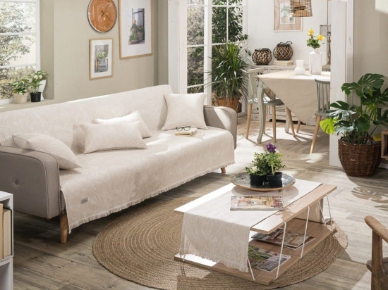 Ριχτάρι Bivona 01 Ecru Teoran Τριθέσιο 180x300cm Βαμβάκι-Πολυέστερ