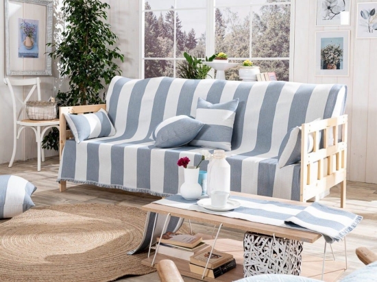 Ριχτάρι Gella 05 Blue Teoran Τριθέσιο 180x300cm Βαμβάκι-Πολυέστερ