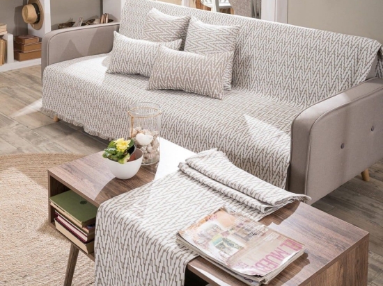 Ριχτάρι Giardino 02 Beige Teoran Πολυθρόνα 180x150cm Βαμβάκι-Πολυέστερ