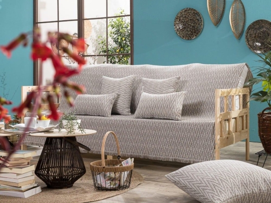 Ριχτάρι Giardino 04 Grey Teoran Διθέσιο 180x250cm Βαμβάκι-Πολυέστερ