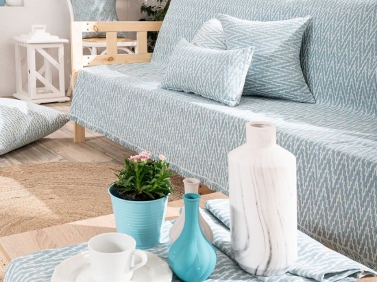Ριχτάρι Giardino 05 Blue Teoran Πολυθρόνα 180x150cm Βαμβάκι-Πολυέστερ