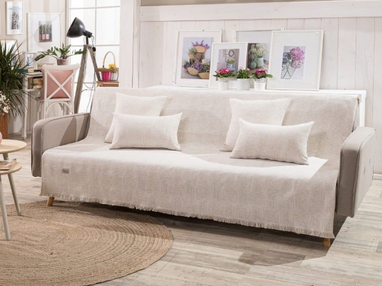 Ριχτάρι Messina 01 Ecru Teoran Διθέσιο 180x250cm Βαμβάκι-Πολυέστερ