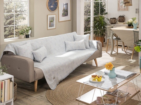 Ριχτάρι Messina 05 Blue Teoran Τριθέσιο 180x300cm Βαμβάκι-Πολυέστερ