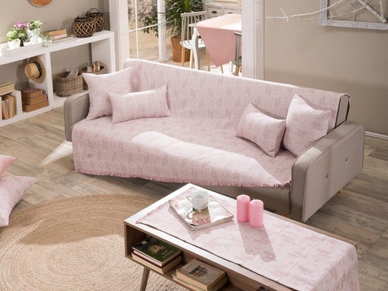 Ριχτάρι Messina 06 Pink Teoran Πολυθρόνα 180x150cm Βαμβάκι-Πολυέστερ