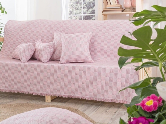 Ριχτάρι Teramo 06 Pink Teoran Πολυθρόνα 180x150cm Βαμβάκι-Πολυέστερ