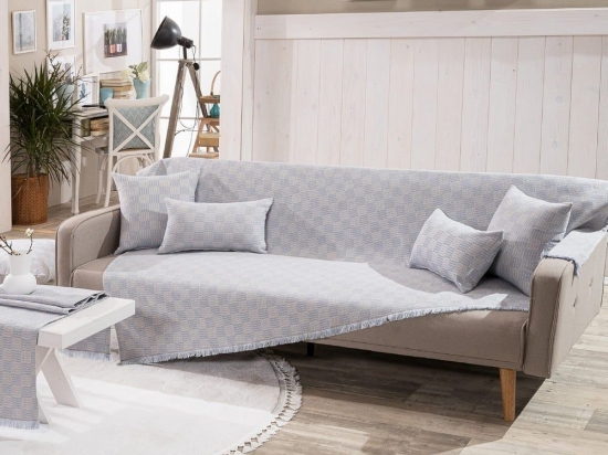 Ριχτάρι Teramo 07 Blue Teoran Τριθέσιο 180x300cm Βαμβάκι-Πολυέστερ