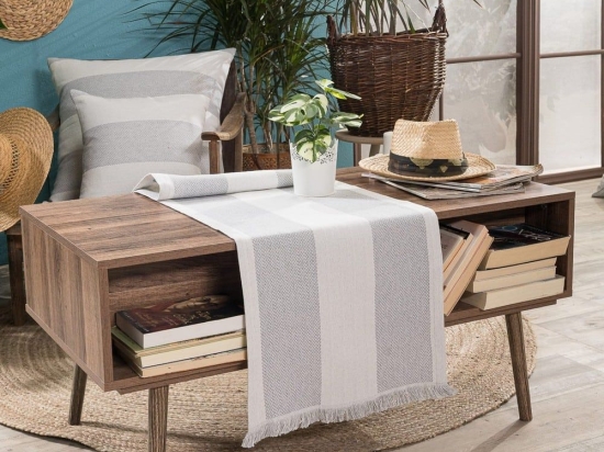 Τραβέρσα Gella 04 Grey Teoran 45X180 Βαμβάκι-Πολυέστερ