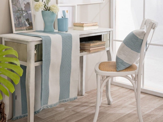 Τραβέρσα Gella 08 Light Blue Teoran 45X180 Βαμβάκι-Πολυέστερ