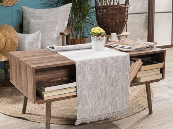 Τραβέρσα Messina 04 Grey Teoran 45X180 Βαμβάκι-Πολυέστερ