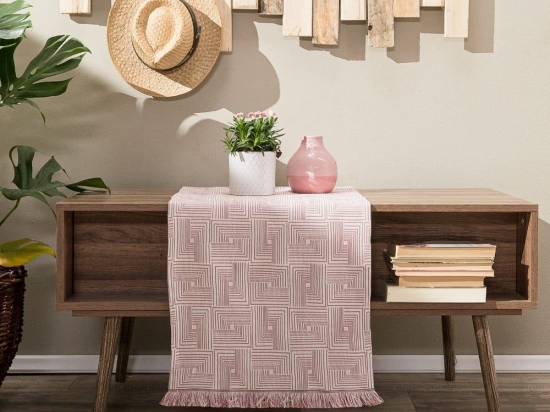 Τραβέρσα Messina 06 Pink Teoran 45X180 Βαμβάκι-Πολυέστερ