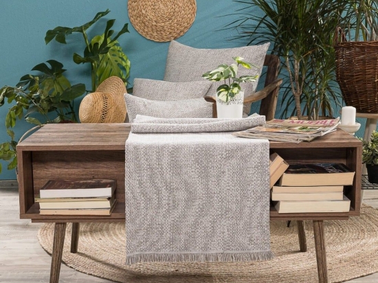 Τραβέρσα Savona 04 Grey Teoran 45X180 Βαμβάκι-Πολυέστερ