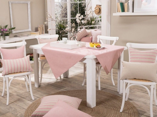 Τραπεζομάντηλο Laredo 06 Pink Teoran 135X135cm Βαμβάκι-Πολυέστερ