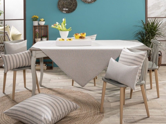 Τραπεζομάντηλο Laredo 11 Grey Teoran 135X135cm Βαμβάκι-Πολυέστερ