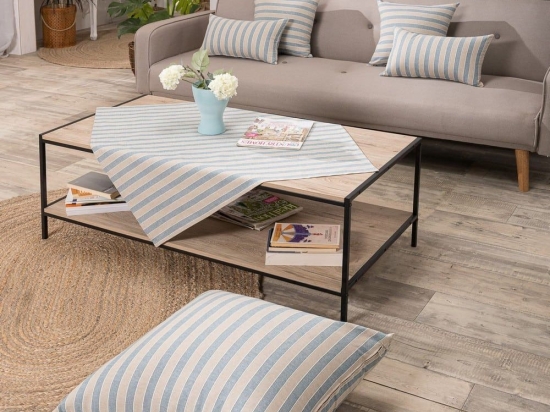 Καρέ Prado 05 Blue Teoran 90X90cm Βαμβάκι-Πολυέστερ