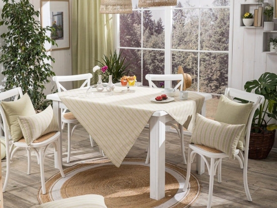 Τραπεζομάντηλο Prado 08 Lime Teoran 135X135cm Βαμβάκι-Πολυέστερ