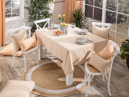 Τραπεζομάντηλο Prado 14 Peach Teoran 135X220 Βαμβάκι-Πολυέστερ