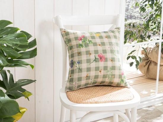 Μαξιλάρι Διακοσμητικό (Με Γέμιση) Parrillia 08 Green Teoran 45X45 Βαμβάκι-Πολυέστερ