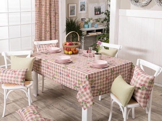 Τραπεζομάντηλο Parrillia 06 Pink Teoran 135X220 Βαμβάκι-Πολυέστερ