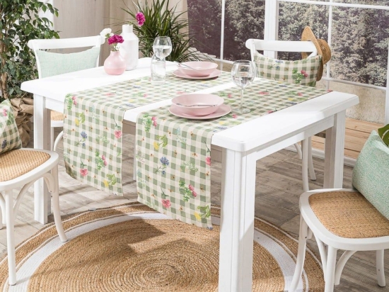 Τραβέρσα Parrillia 08 Green Teoran 40x160 Βαμβάκι-Πολυέστερ