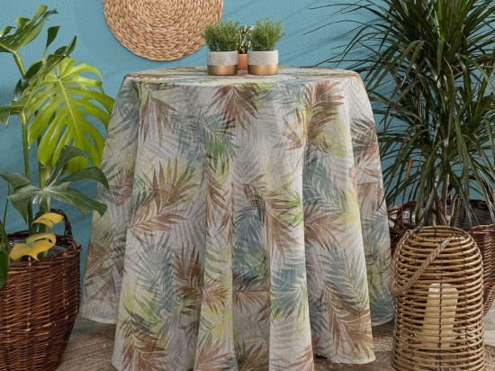 Ροτόντα Arousa Beige-Green Teoran Διάμετρος 180cm Φ180 Πολυέστερ