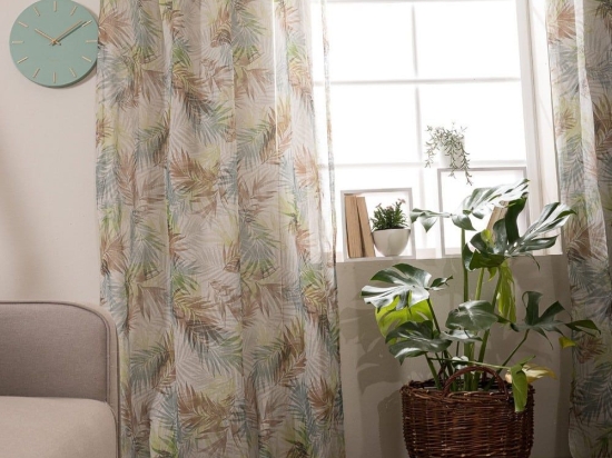 Κουρτίνα Arousa Beige-Green Teoran 140x275 Πολυέστερ