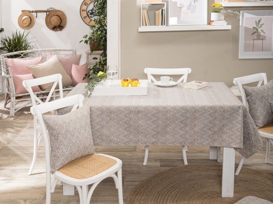 Τραπεζομάντηλο Rota 02 Beige Teoran 135X220 Ακρυλικό,Βαμβάκι, Polyester