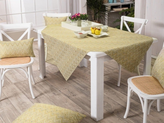 Τραπεζομάντηλο Rota 08 Lime Teoran 135X135cm Ακρυλικό,Βαμβάκι, Polyester