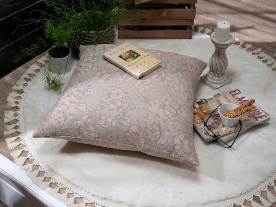 Μαξιλαροθήκη Διακοσμητική Δαπέδου Florida 14 Somon-Grey Teoran 65Χ65 Ακρυλικό,Βαμβάκι, Polyester