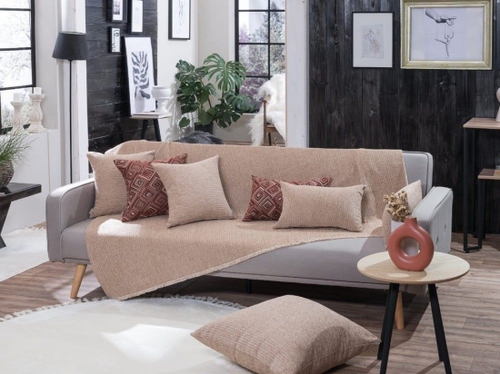 Ριχτάρι Melrose 14 Beige Teoran Τριθέσιο Ακρυλικό,Βαμβάκι, Polyester