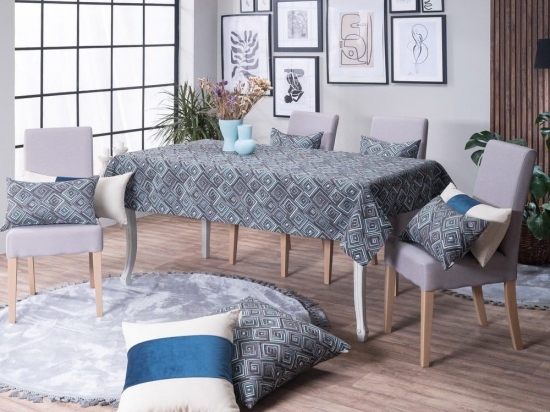 Τραπεζομάντηλο Santos 04 Grey Teoran 135Χ135 Ακρυλικό,Βαμβάκι, Polyester