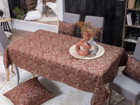 Τραπεζομάντηλο Santos 05 Terracotta Teoran 135Χ135 Ακρυλικό,Βαμβάκι, Polyester