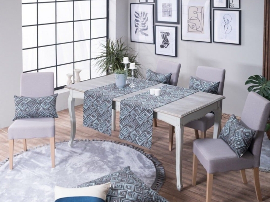 Τραβέρσα Santos 04 Grey Teoran 40x160 Ακρυλικό,Βαμβάκι, Polyester