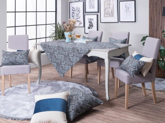 Καρέ Santos 04 Grey Teoran 90X90cm Ακρυλικό,Βαμβάκι, Polyester
